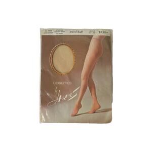 1970s NOS Leglites By Hanes Agilon Mesh Nylon Travel Buff Sheer Pantyhose Sz M